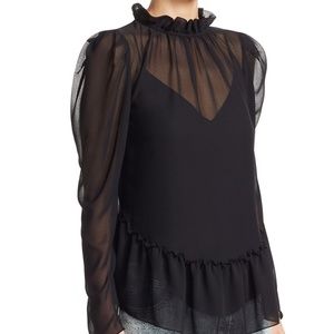 See by Chloe Sheer Ruffle Blouse 42 (10)